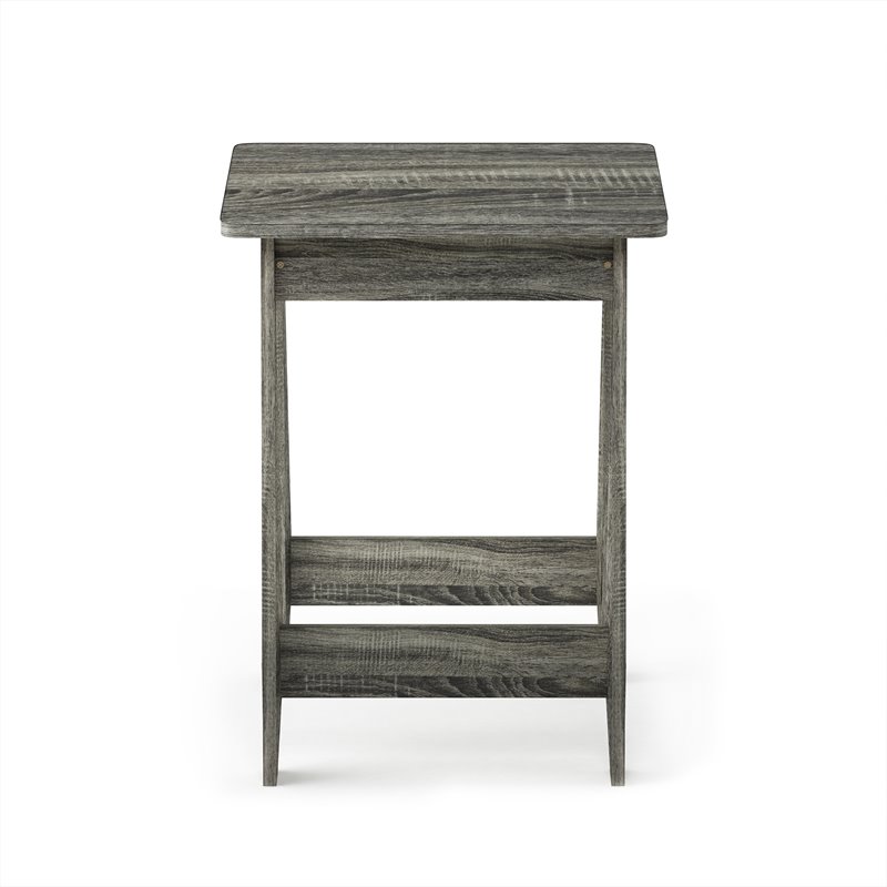 Pemberly Row Simple Design End Table with Storage Shelf in French Oak Gray