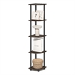 Pemberly Row 5-Tier Corner Bookshelf Tool-Free Assembly in Brown Grain
