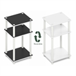Pemberly Row 3-Tier End Table Night Stand Tool-Free in White/Black Espresso