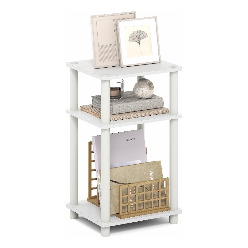 Pemberly Row 3-Tier End Table Night Stand Tool-Free in White/Black Espresso