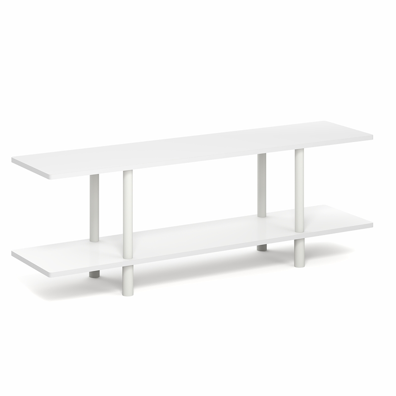 Pemberly Row 2-Tier 47.2 Inch Wide Toolless Book Shelf in White
