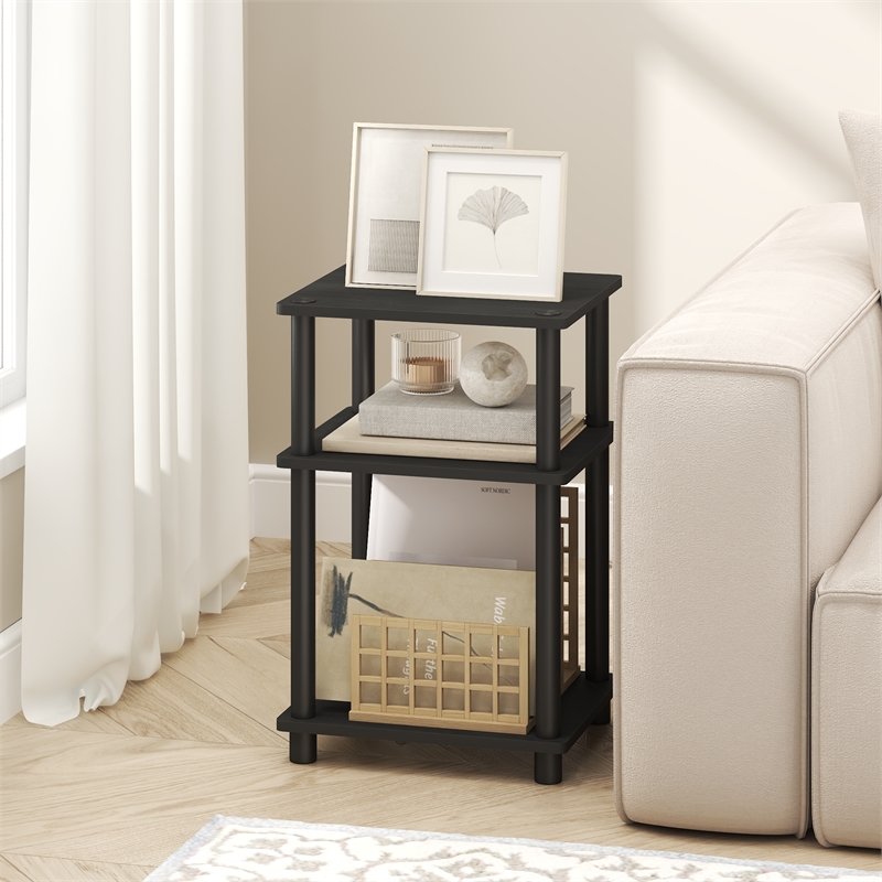 Pemberly Row 3-Tier End Table Night Stand Tool-Free Assembly in Dark Americano