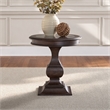 Pemberly Row Round End Table with Blue Stone Insert in Chateau Brown Hickory