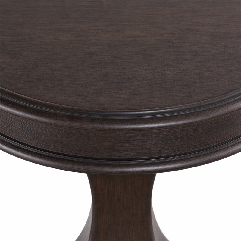 Pemberly Row Round End Table with Blue Stone Insert in Chateau Brown Hickory