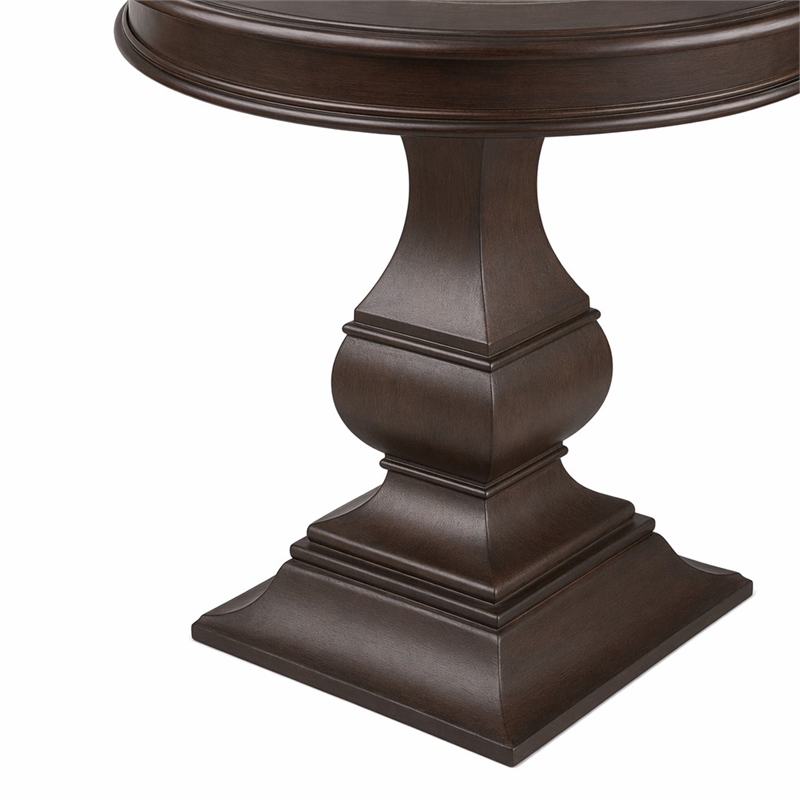 Pemberly Row Round End Table with Blue Stone Insert in Chateau Brown Hickory