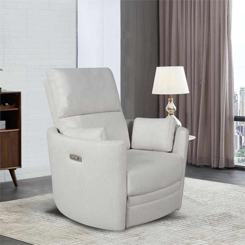 Pemberly Row Power Glider Recliner with USB Charger in Frost