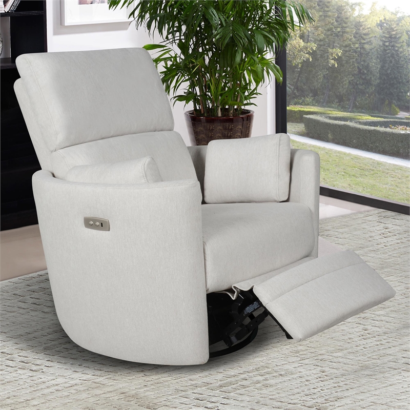Pemberly Row Power Glider Recliner with USB Charger in Frost