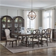 Pemberly Row 7 Piece Trestle Dining Set with Mixed Chair Styles in Chateau Brown
