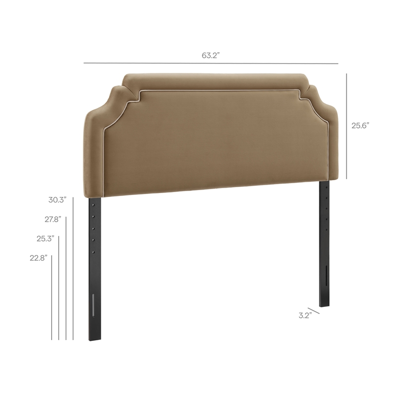 Pemberly Row Queen Size Headboard in Velvet Taupe Almond
