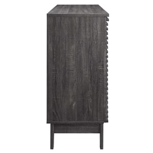 Pemberly Row Bar Cabinet with Wine Rack in Charcoal Wood Finish