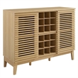 Pemberly Row Bar Cabinet with Wine Rack in Oak Wood Finish