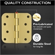 Pemberly Row Stainless Steel Door Hinges in Satin Brass 4 in Radius 9 Pack