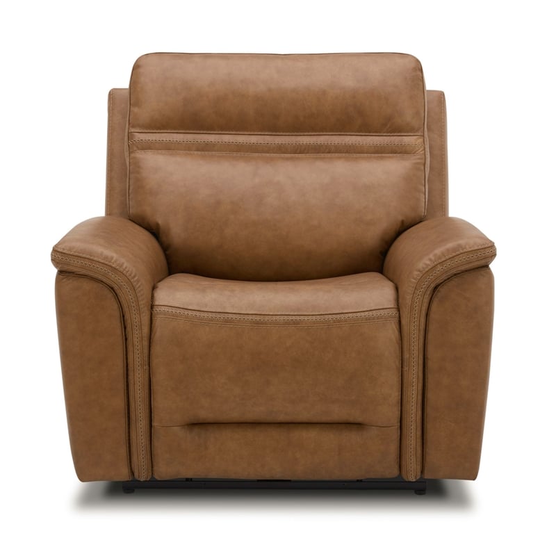 Pemberly Row Power Reclining Sofa & Recliner Set in Camel Brown Leather
