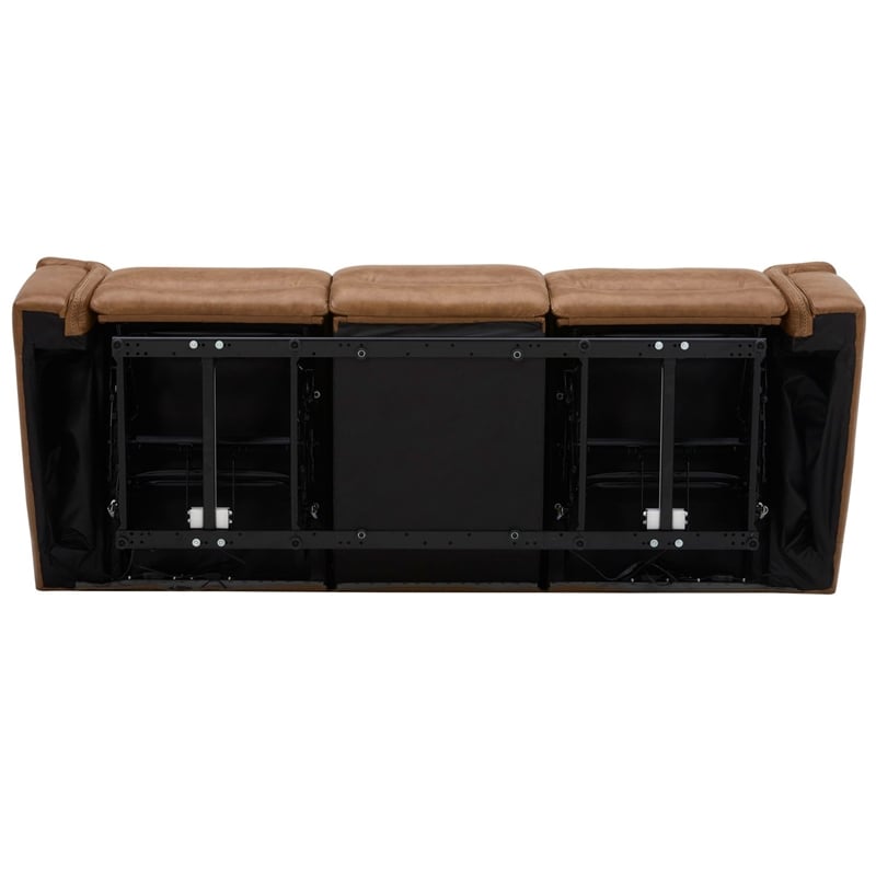 Pemberly Row Power Reclining Sofa & Recliner Set in Camel Brown Leather