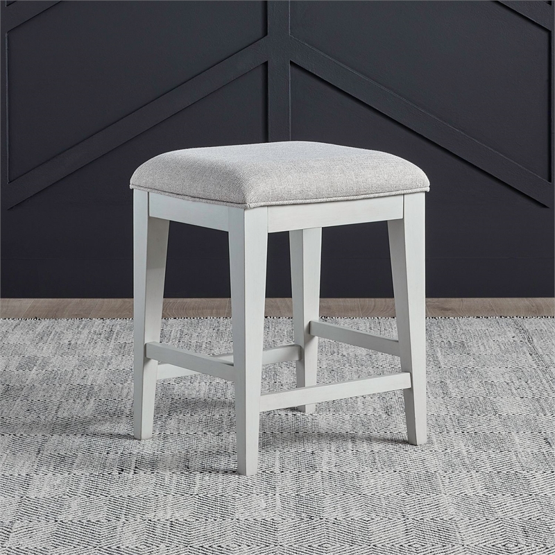 Pemberly Row Upholstered Console Stool in Linen Finish with Taupe Fabric