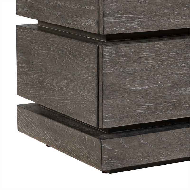 Pemberly Row Deconstructed Chairside Table with Hidden Drawers in Charcoal Ash