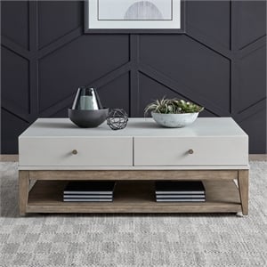 Pemberly Row Cocktail Table with Casters in Linen and Khaki Finish
