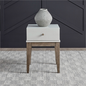 Pemberly Row Compact Chairside Table with Storage in Linen and Khaki