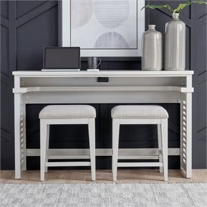 Pemberly Row 3-Piece Console Table Set with Stools and Charging Station