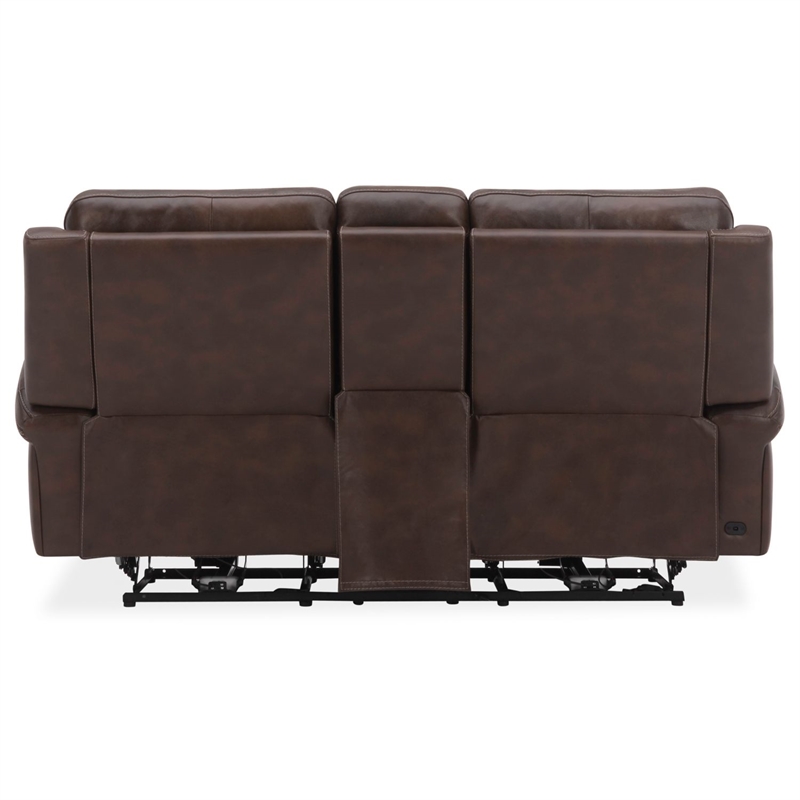 Pemberly Row Dual Zero Gravity Power Reclining Sofa and Loveseat in Cognac