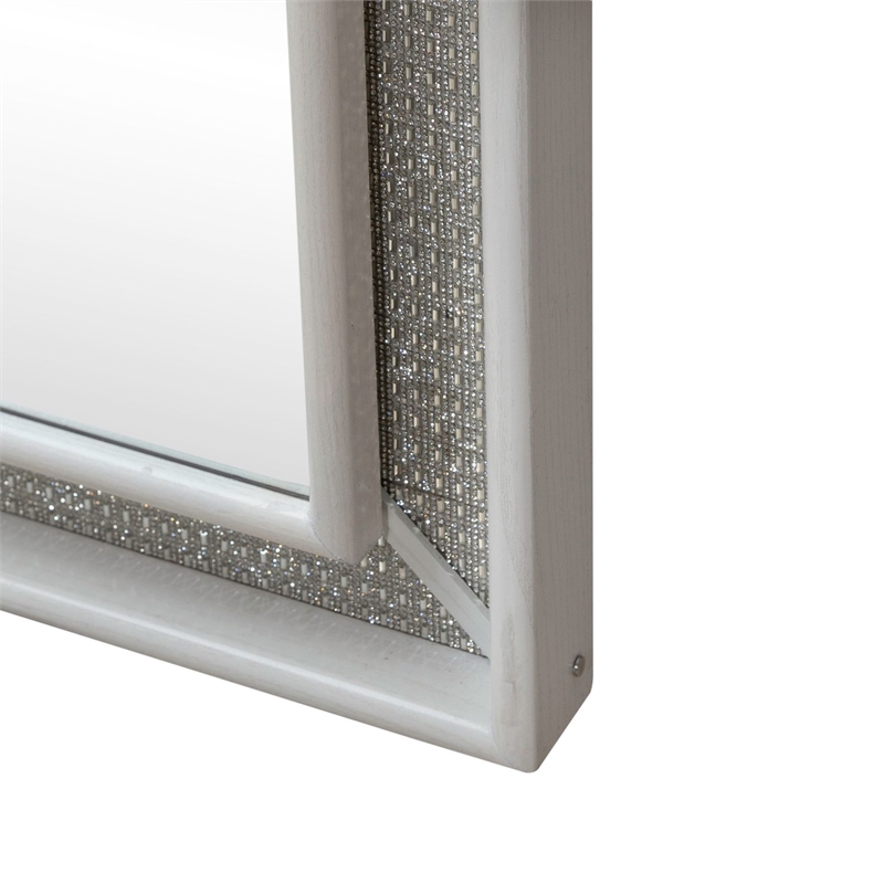 Pemberly Row Lighted Mirror Dresser Mount Rubberwood Pearl White
