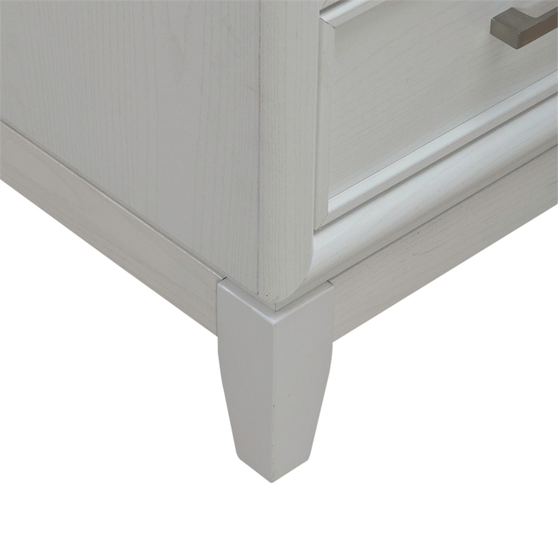 Pemberly Row Nightstand with LED Lights and Charging Station White