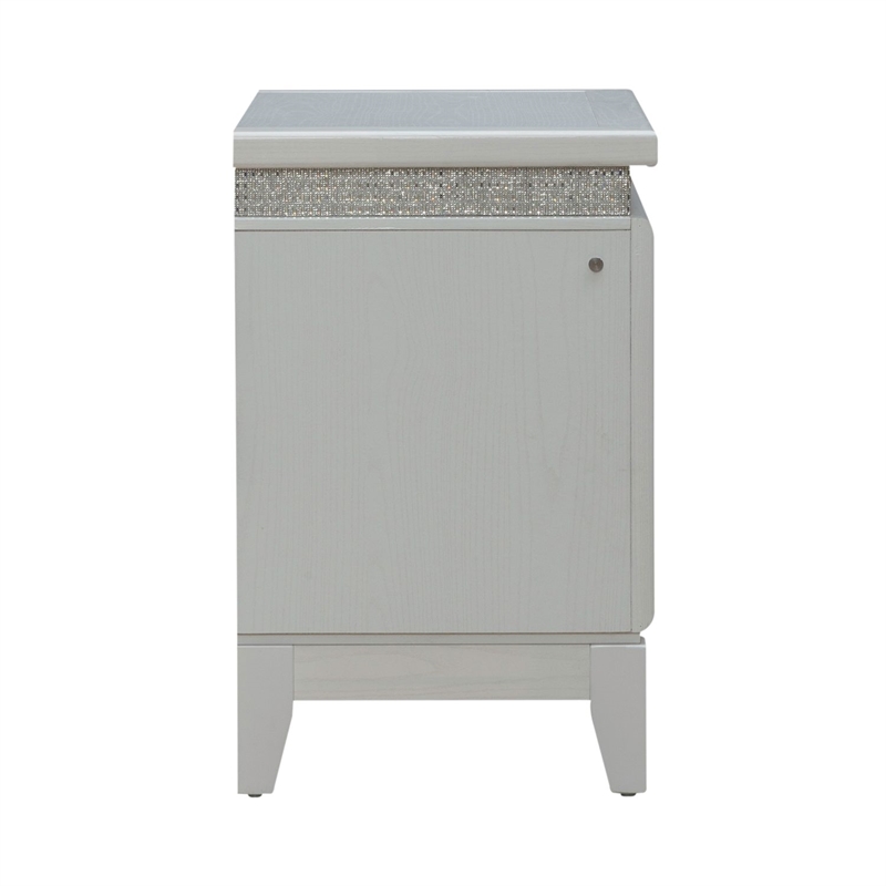 Pemberly Row Nightstand with LED Lights and Charging Station White