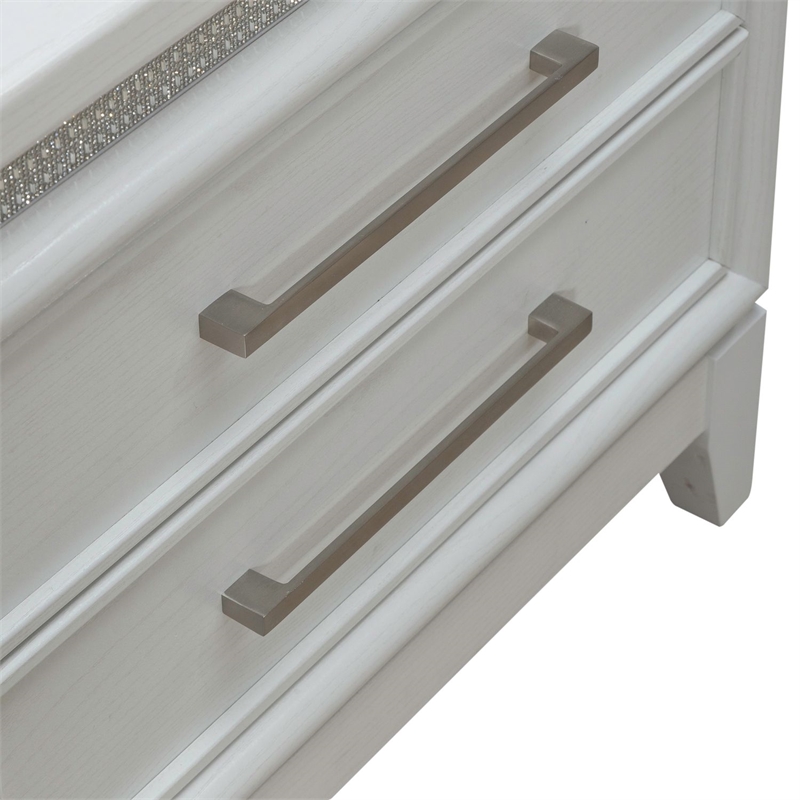 Pemberly Row Nightstand with LED Lights and Charging Station White