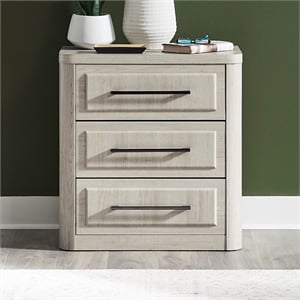 Pemberly Row Bedroom Nightstand with Charging Station in Natural White