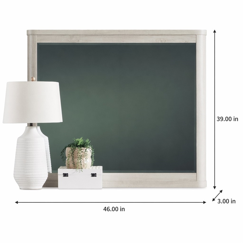 Pemberly Row Landscape Mirror for Dresser Mount in Natural White