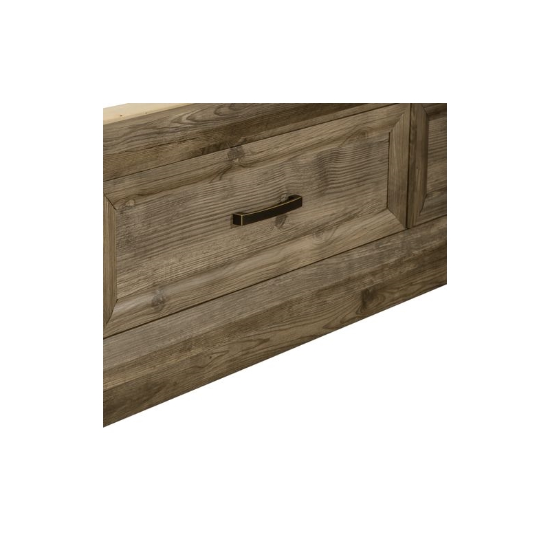 Pemberly Row Queen Storage Bed Frame in Light Brown Rubberwood
