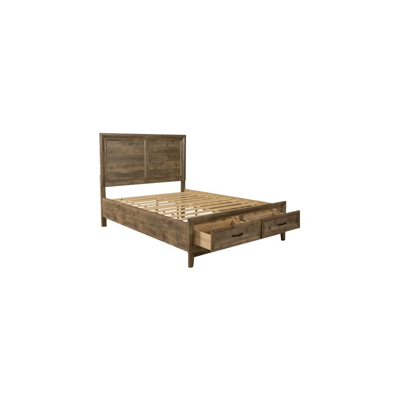 Pemberly Row Queen Storage Bed Frame in Light Brown Rubberwood