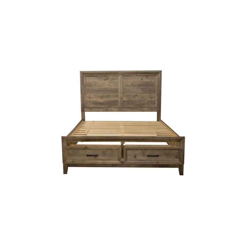 Pemberly Row Queen Storage Bed Frame in Light Brown Rubberwood