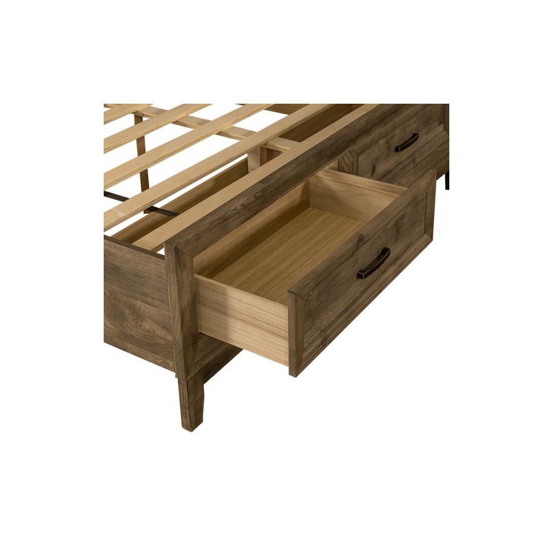 Pemberly Row Queen Storage Bed Frame in Light Brown Rubberwood