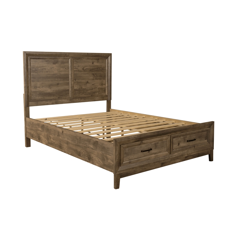 Pemberly Row King Storage Bed Frame with 2 Drawer Footboard in Brown