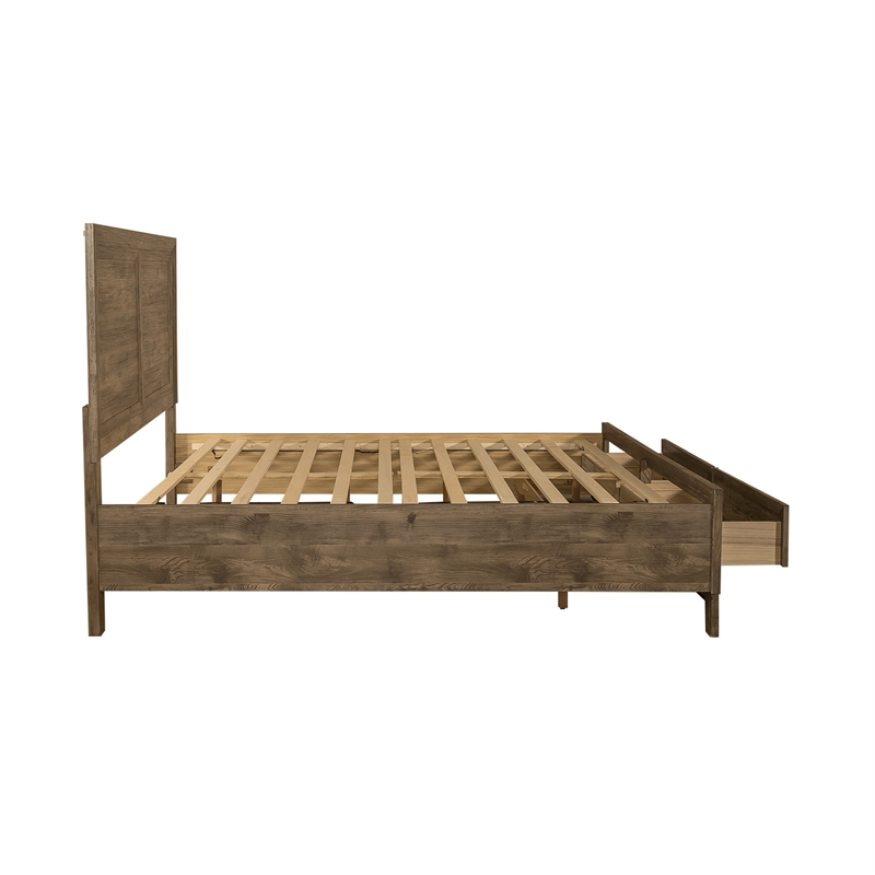 Pemberly Row King Storage Bed Frame with 2 Drawer Footboard in Brown