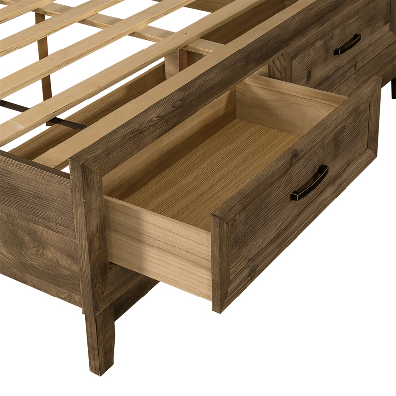 Pemberly Row King Storage Bed Frame with 2 Drawer Footboard in Brown