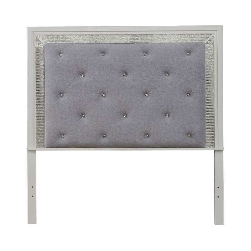Pemberly Row Queen Upholstered Panel Headboard with LED Lights in White