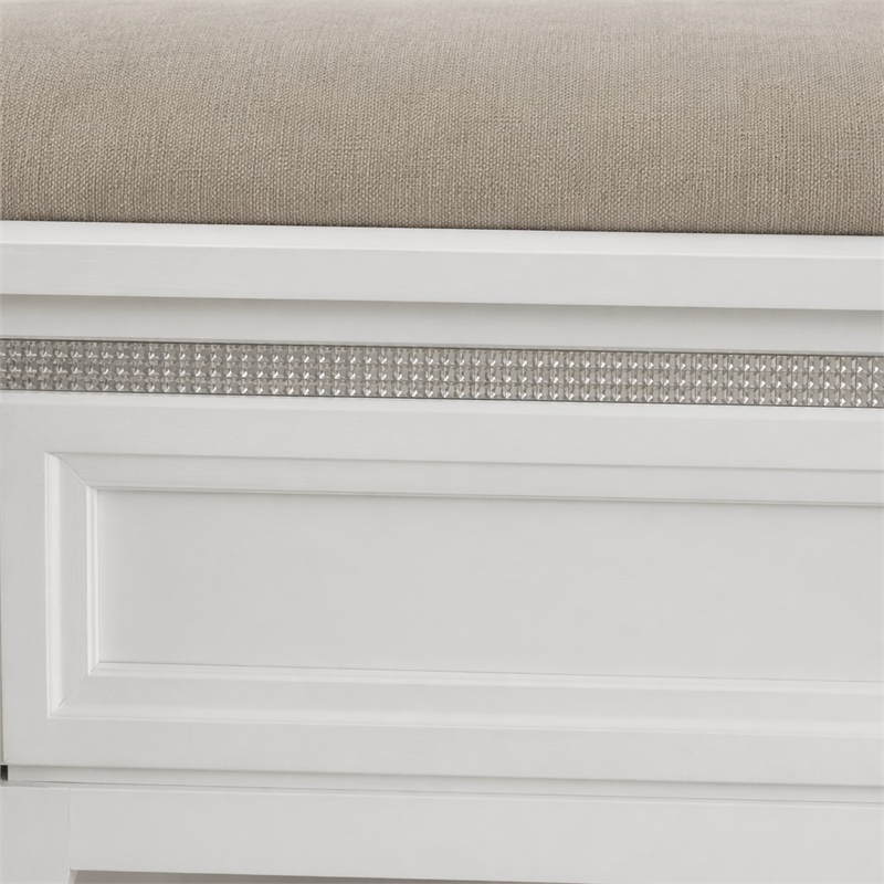Pemberly Row Queen Upholstered Panel Headboard with LED Lights in White