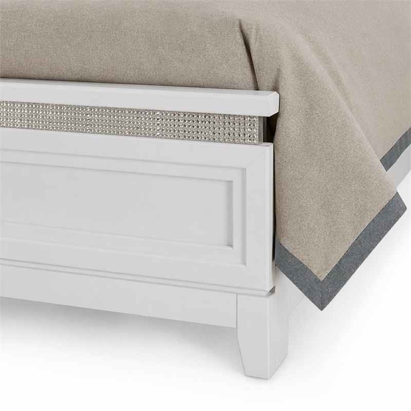 Pemberly Row Queen Upholstered Panel Headboard with LED Lights in White