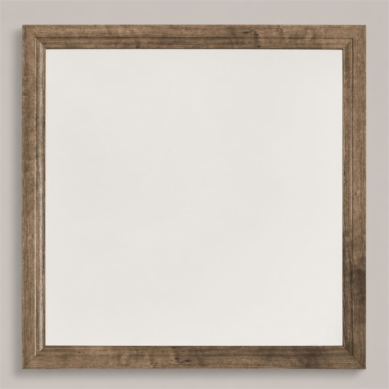 Pemberly Row Square Mirror with Canted Moldings in Cobblestone Finish