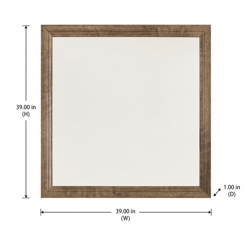 Pemberly Row Square Mirror with Canted Moldings in Cobblestone Finish
