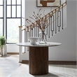 Pemberly Row 5 Piece Trestle Dining Set with Splat Back Chairs in Gravel Wash