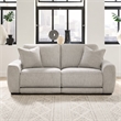 Pemberly Row Power Reclining Sofa with Throw Pillows in Smoke Gray
