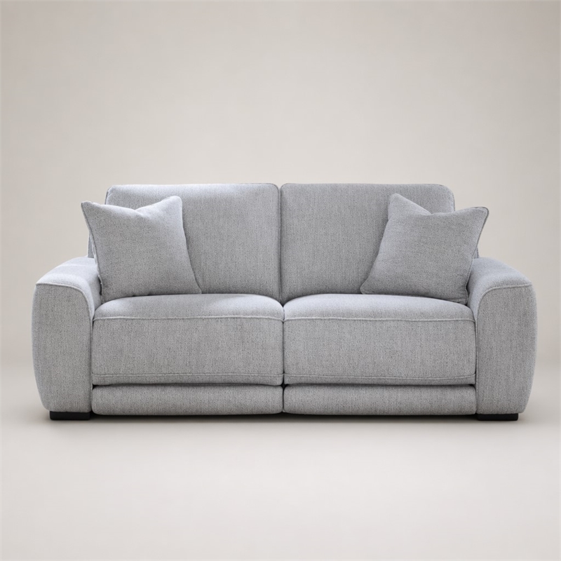 Pemberly Row Power Reclining Sofa with Throw Pillows in Smoke Gray