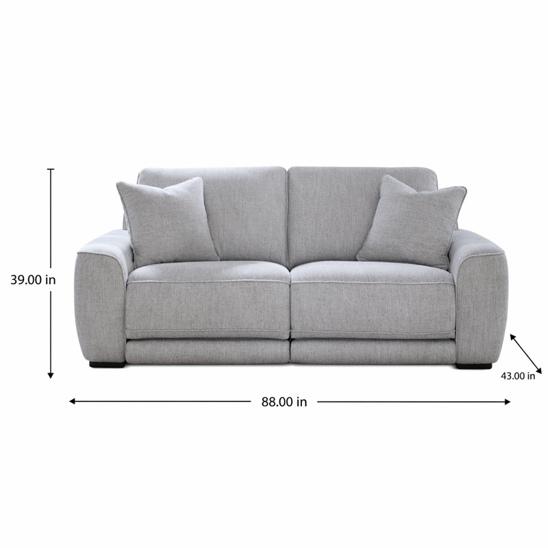 Pemberly Row Power Reclining Sofa with Throw Pillows in Smoke Gray
