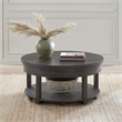 Pemberly Row Round Lift-Top Cocktail Table in Rubberwood Brown Finish