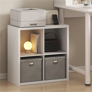 Pemberly Row 4-Cube Extra Thick Frame Reversible Closed Back Bookcase in White