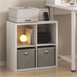 Pemberly Row 4-Cube Extra Thick Frame Reversible Closed Back Bookcase in White