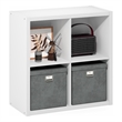Pemberly Row 4-Cube Extra Thick Frame Reversible Closed Back Bookcase in White
